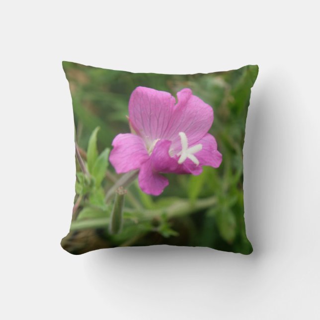 Red Campion Wildflower Pillow (Front)