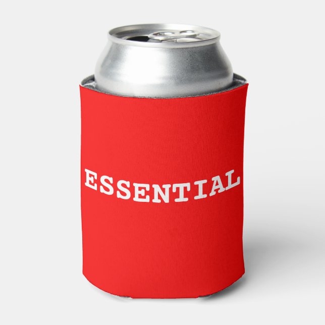 Red Can Cooler That Says Essential (Can Front)