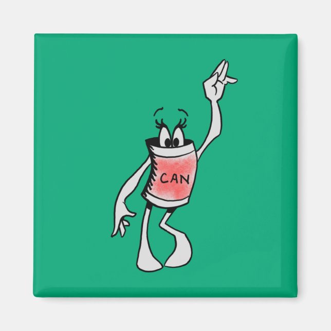 Red Can Creature Square Magnet (Front)
