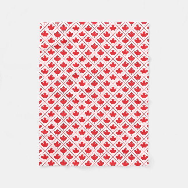 Red Canadian Maple Leaf White Background Fleece Blanket (Front)