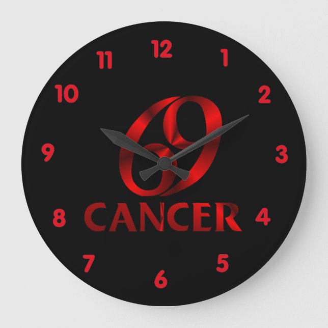 Red Cancer Horoscope Symbol Large Clock (Front)