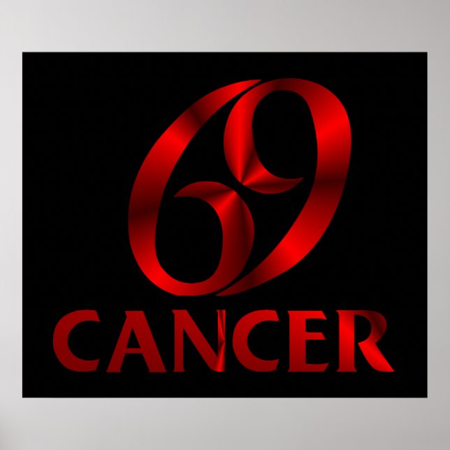 Red Cancer Horoscope Symbol Poster (Front)