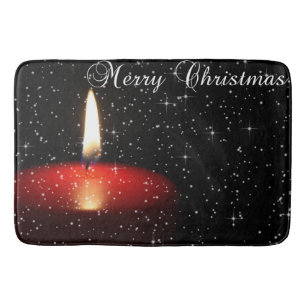 Red candle decor bath mat