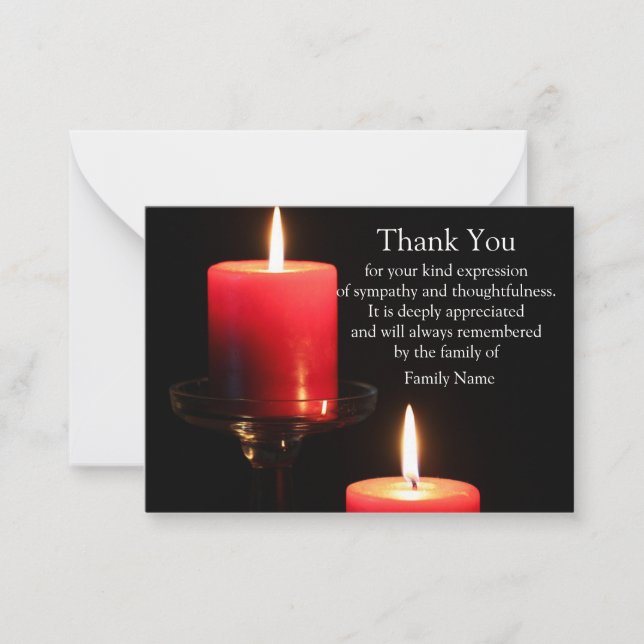 Red Candle Light Thank You Card (Front)