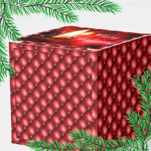 Red Candle, Shiny Beads Merry Christmas Favour Box