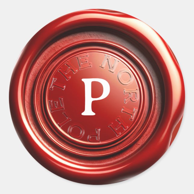 Red Candle Wax Seal Ice Clear "The North Pole"  (Front)