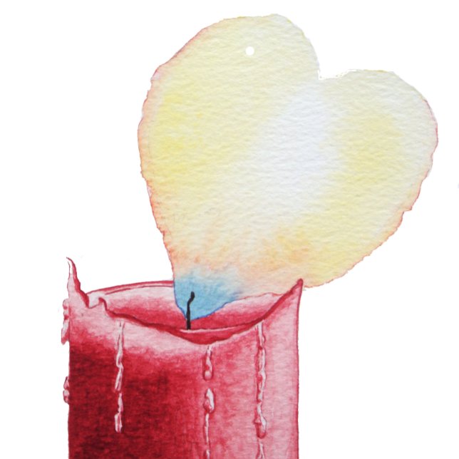 red candle with heart shaped flame on black envelope (Creator Uploaded)