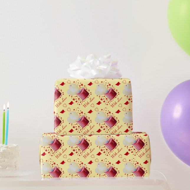 red candle with heart shaped flame romantic wrapping paper (Party Gifts)
