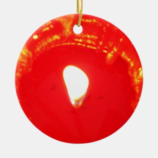 Red Candlelight, Flame , Candle, Christmas Love Ceramic Tree Decoration (Front)