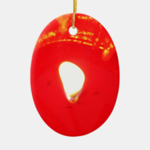 Red Candlelight, Flame , Candle, Christmas Love Ceramic Tree Decoration