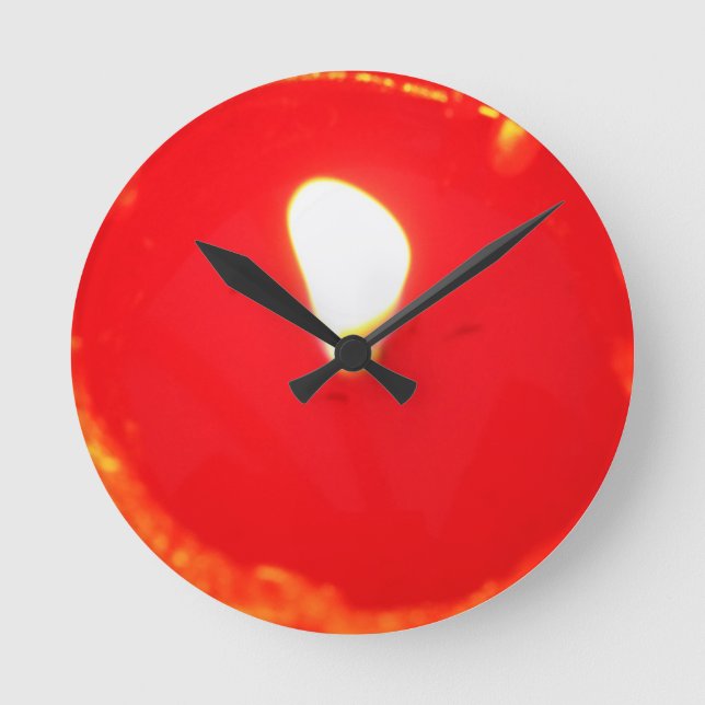 Red Candlelight, Flame , Candle, Christmas Love Round Clock (Front)