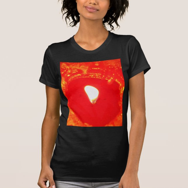 Red Candlelight, Flame , Candle, Christmas Love T-Shirt (Front)