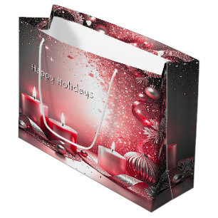 Red Candles Decorative Christmas Holiday Gift Bag