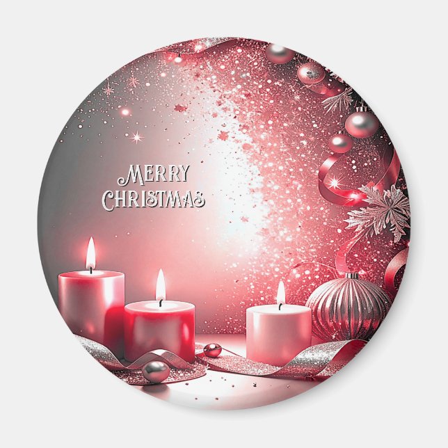 Red Candles Decorative Christmas Holiday Magnet (Front)