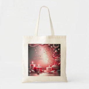 Red Candles Decorative Christmas Holiday Tote Bag