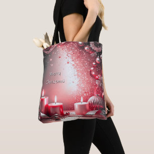 Red Candles Decorative Christmas Holiday Tote Bag