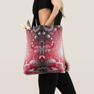 Red Candles Decorative Christmas Holiday Tote Bag
