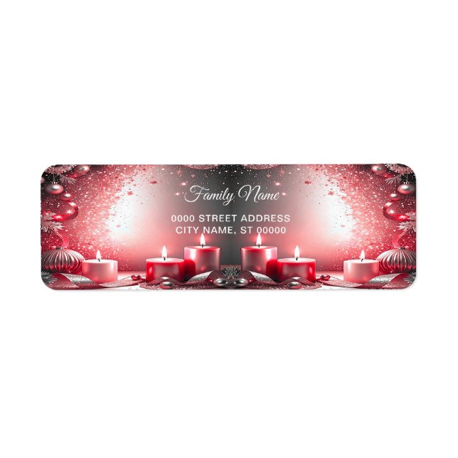 Red Candles Decorative Return Address Label (Front)