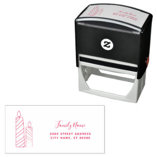 Red Candles Return Address Self-inking Stamp