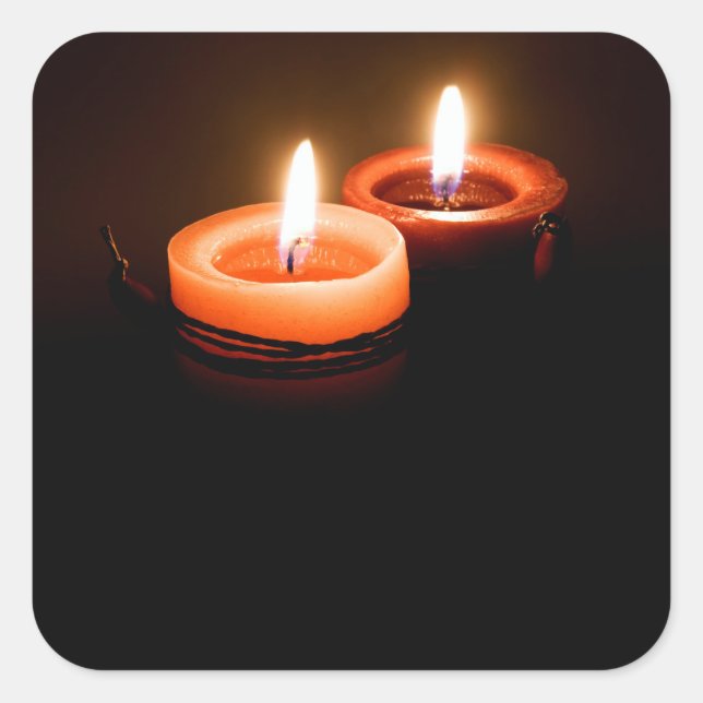 Red candles square sticker (Front)