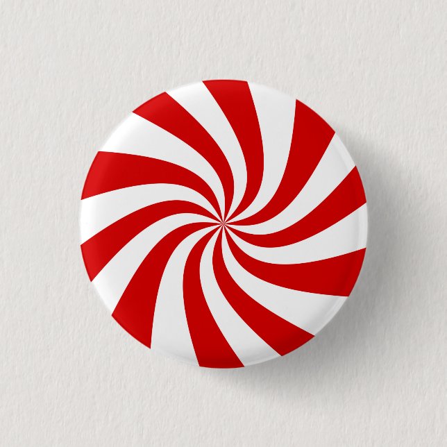 red candy cane party plate 3 cm round badge (Front)