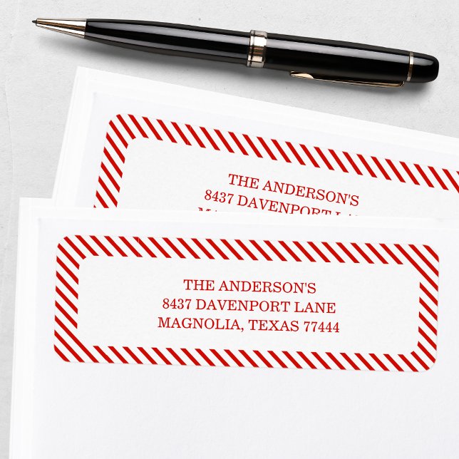 Red Candy Cane Stripes Christmas Return Address (Creator Uploaded)
