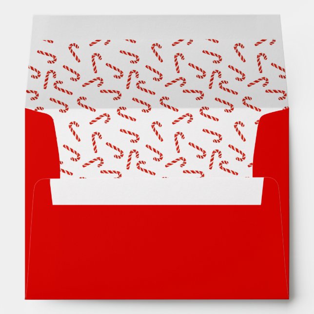 Red Candy Canes Watercolor Holiday Pattern Envelopes (Back (Bottom))