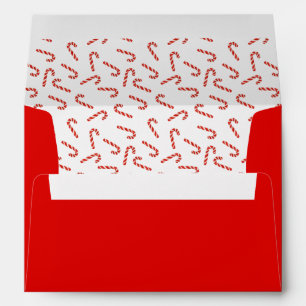 Red Candy Canes Watercolor Holiday Pattern Envelopes