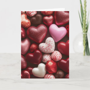 Red Candy Hearts Design Valentine`s Day Card