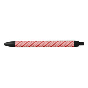 Red Candy Stripes Black Ink Pen