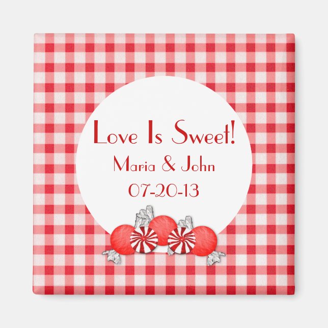 Red Candy Wedding Favour Magnet (Front)