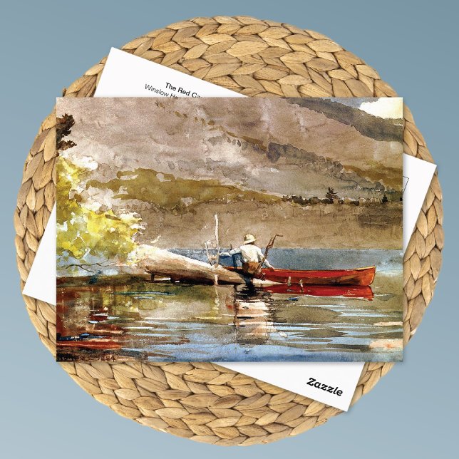 Red Canoe Fishing Winslow Homer Postcard (Creator Uploaded)