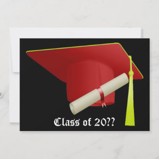 Red Cap Graduation Invitation