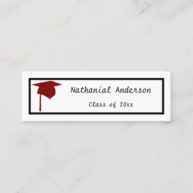 Red Cap  - Graduation Name Insert Cards (Front)