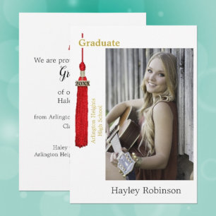 Red Cap Graduation Photo  Announcement