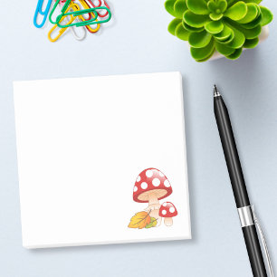 Red Cap Toadstool Mushrooms and Leaves Post-it Notes