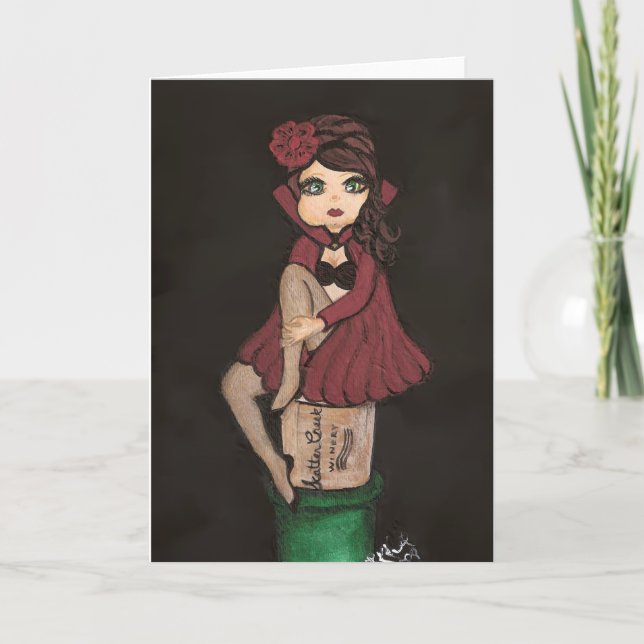 Red Cape Quantum Cutie Girl Greeting Card (Front)