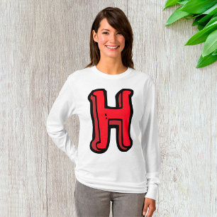 Red Capital Letter H Womens Long-Sleeve T-Shirt