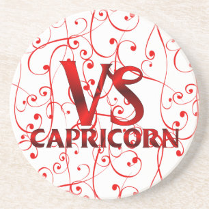 Red Capricorn Horoscope Symbol Coaster