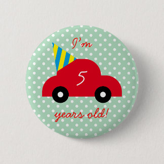 Red Car 6 Cm Round Badge