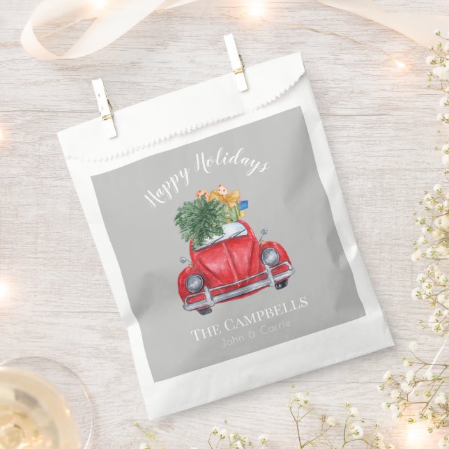 Red Car and Christmas Tree Customisable Favour Bags (Clipped)