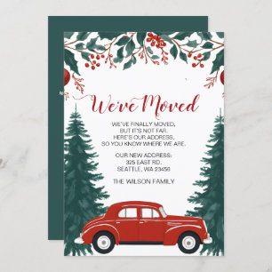 Red Car Christmas We've Moved Holiday Announcement