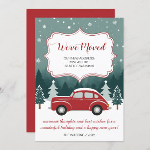 Red Car Christmas We've Moved Holiday Announcement
