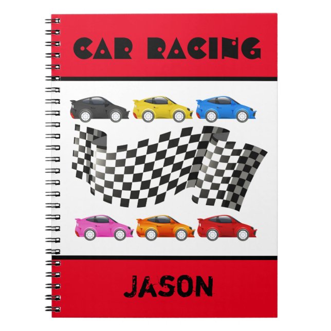 Red Car Racing Spiral Notebook (Front)