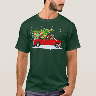 Red Car Truck Christmas Tree Funny Santa Xmas Dog T-Shirt