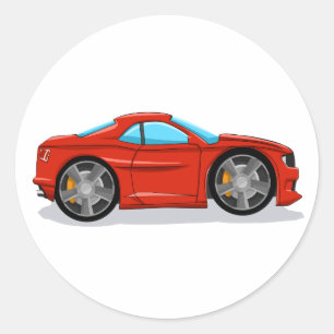 Red Car tuning racing Classic Round Sticker
