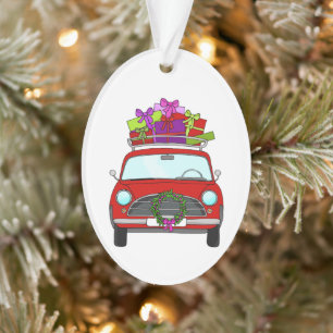 Red Car with Christmas Gifts Ornament