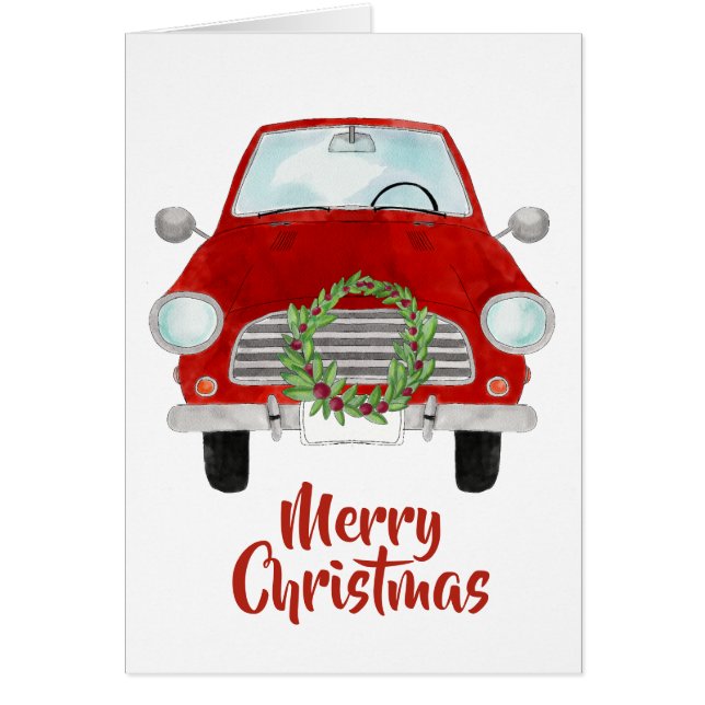Red Car with Christmas wreath (Front)