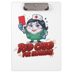 Red Card for Soccer Injuries Medic Cartoon Clipboard