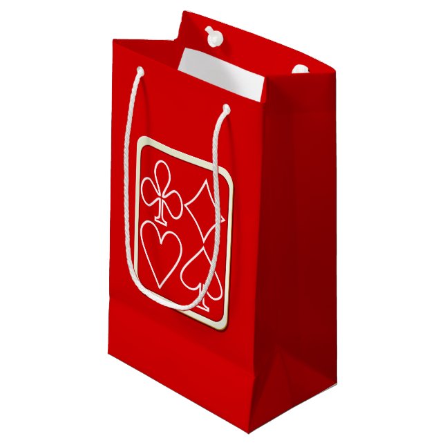 Red Card Suits Medium Gift Bag (Front Angled)